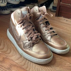 Nike force rose gold high tops, women’s 11, barely worn